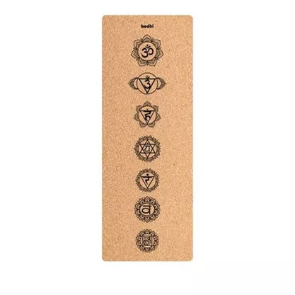 Cork and TPE yoga mat with asana guide lines, 183cm x 65cm x 6mm