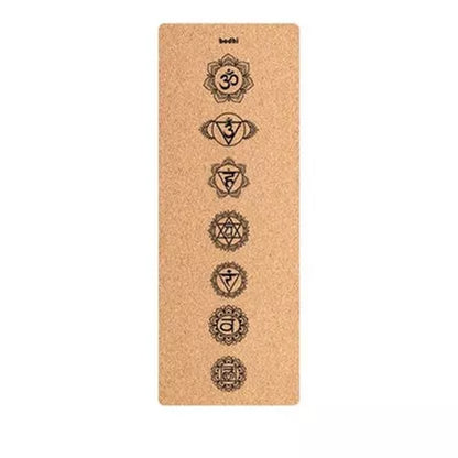 Cork and TPE yoga mat with asana guide lines, 183cm x 65cm x 6mm