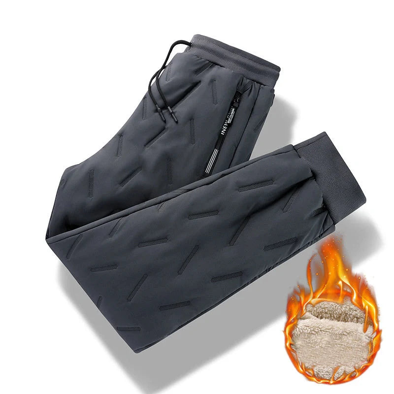 Men's winter velvet fleece jogging pants with zip pocket in various colors and sizes