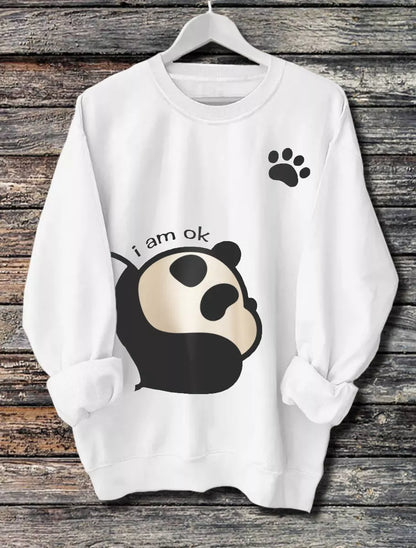 Women's Long Sleeved Panda Print Hoodie in various colors and sizes