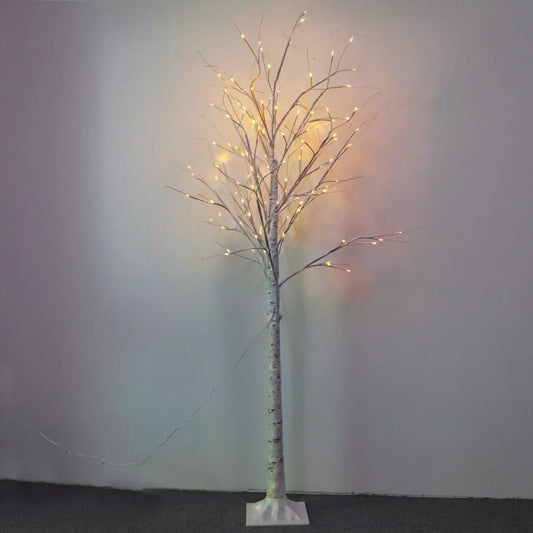 Birch tree LED decoration light with plastic housing and warm white illumination for outdoor gardens