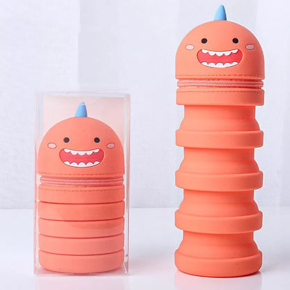 Retractable silicone pen holder in five colors, waterproof and holds 30 pencils