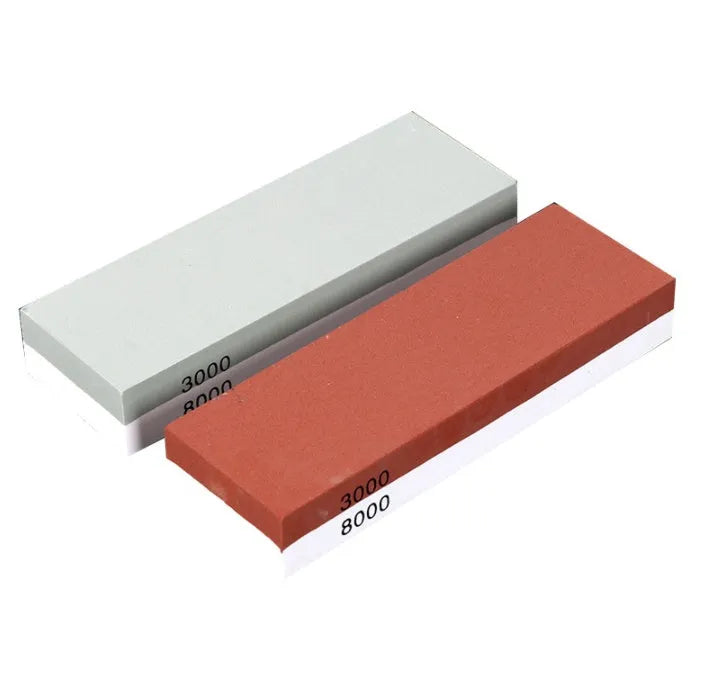 Home kitchen whetstone sharpening stone set with bamboo base, 3000/8000 grit green and white double-sided white corundum, 215x95x23mm stone for kitchen knife sharpening, includes correction stone and silicone pad