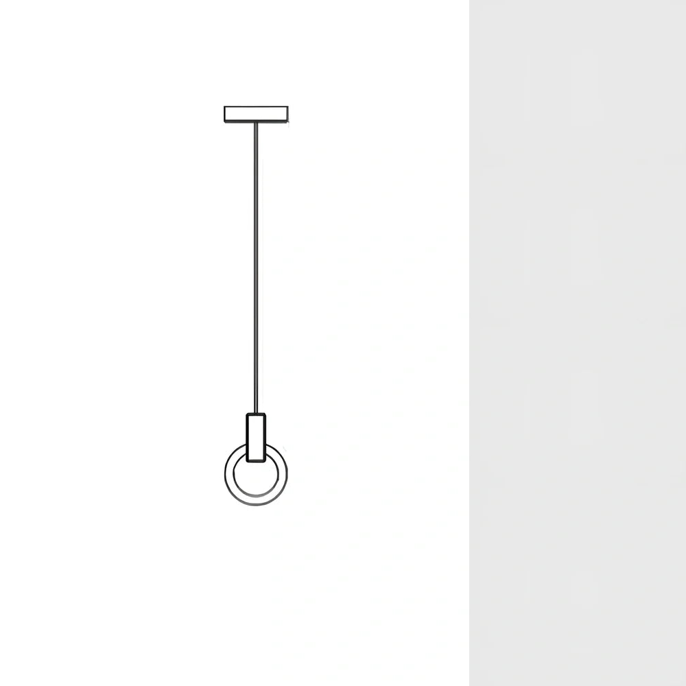 White wooden ring LED lamp with adjustable height mechanism and fishing line chandelier design