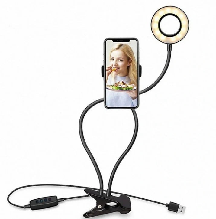 Adjustable LED Selfie Ring Light with Flexible Stand for Flawless Makeup Videos and Photos