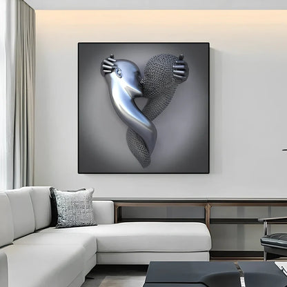 American Valentine wall decoration painting with metal frame and oil canvas in 40cm and 60cm sizes