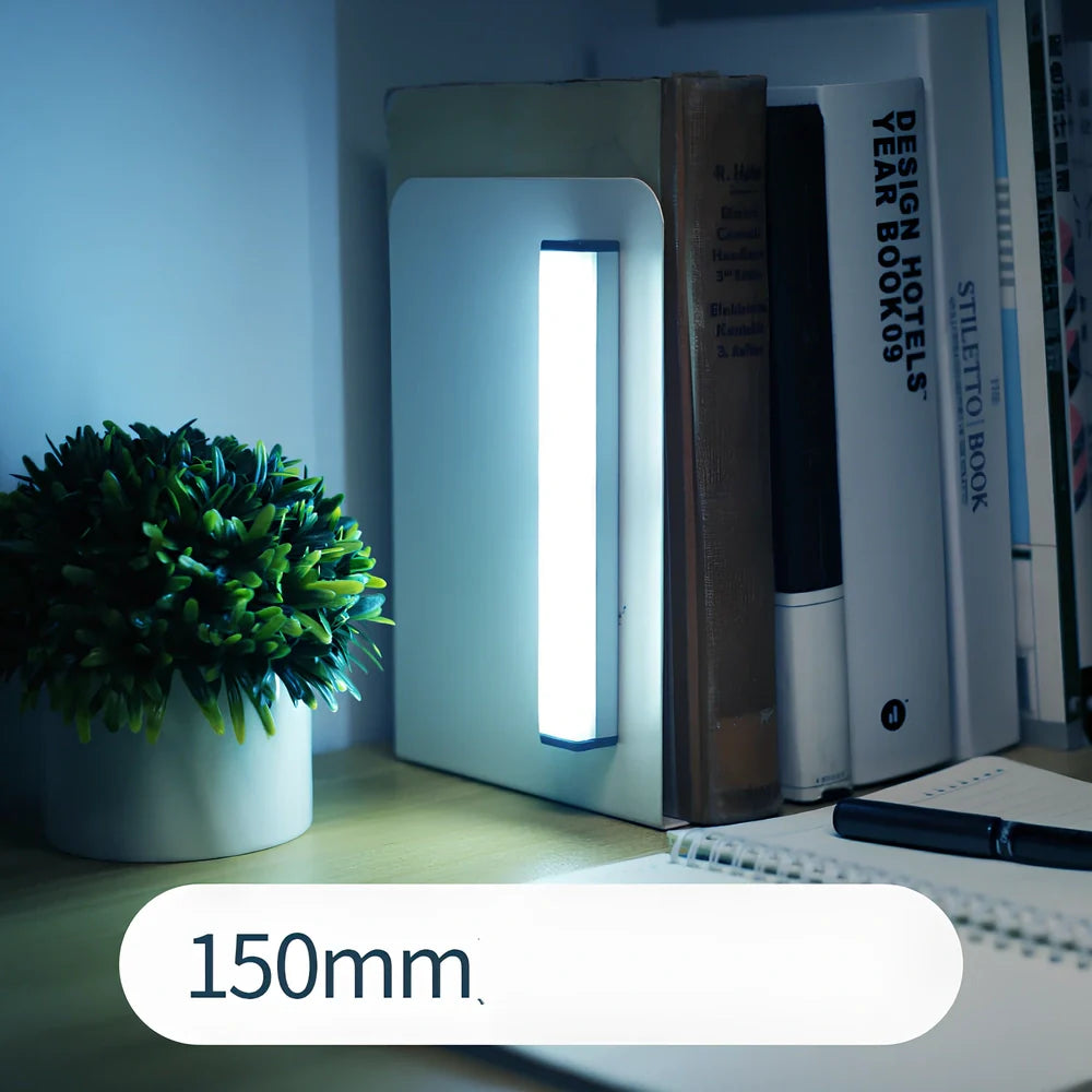 LED sensor light bar showing motion detection range and multiple size options from 9cm to 52cm