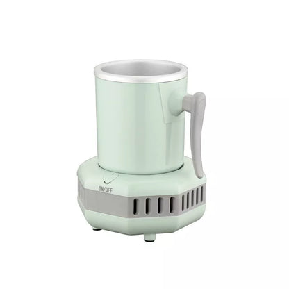 Dual-use mini ice cooling cup in white, pink, blue, and green for quick beverage chilling