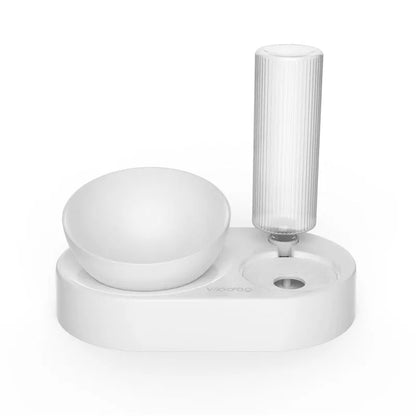 Automatic double bowl pet feeder with water dispenser for dogs and cats