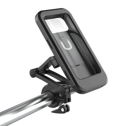 Black waterproof adjustable bicycle motorcycle phone holder mount with magnetic suction for 4-6.7 inch smartphones