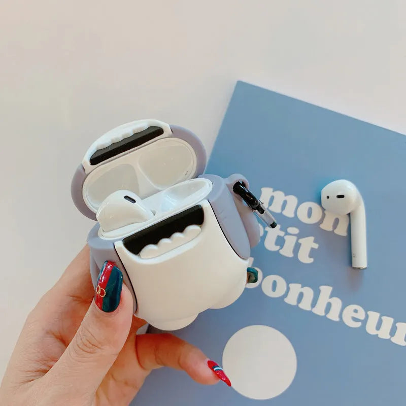 Silicone protective case for AirPods 1 and 2 with shark fin design