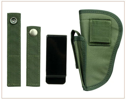 Universal Outdoor Tactical Holster in green, made from durable nylon, dimensions 10.5cm x 19cm