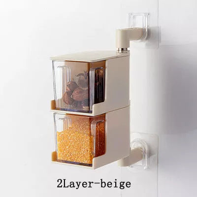 Seasoning box in white, beige, or gray with ABS and stainless steel construction