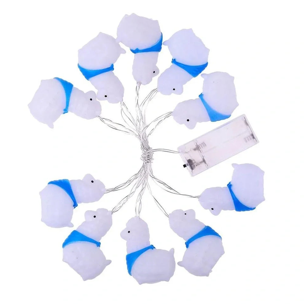 Blue Christmas sheep LED lights on 2-metre cable with battery box for outdoor decoration