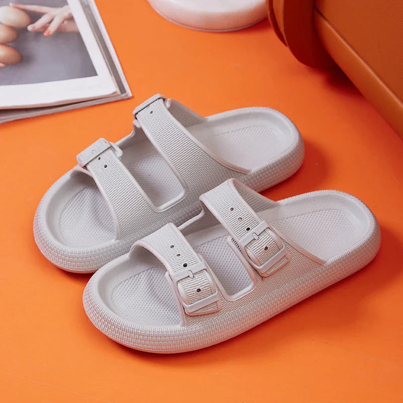 Stylish buckle slip-on platform sandals in various colors for women's summer fashion