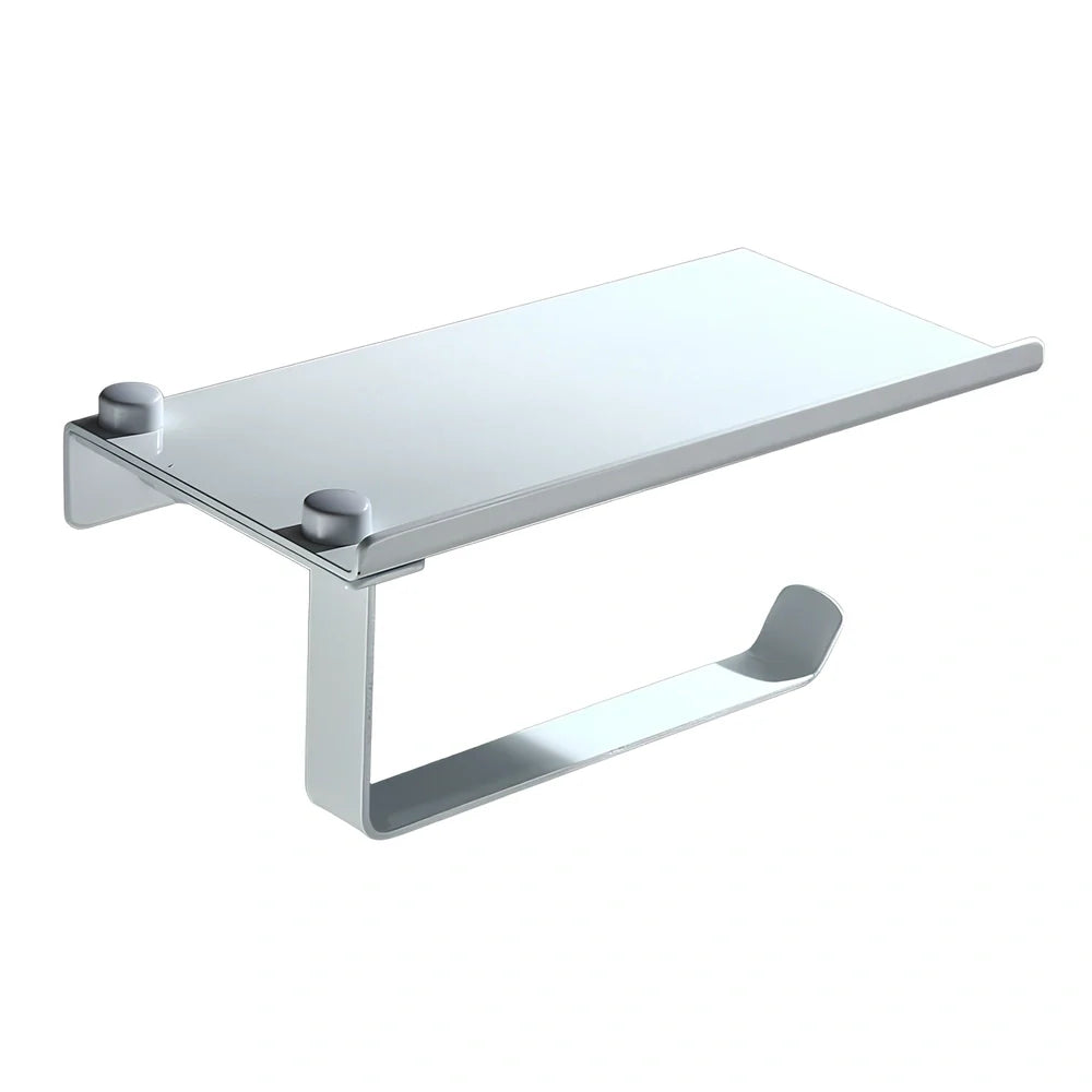 304 stainless steel bathroom organiser with phone holder, towel rack and toilet paper holder