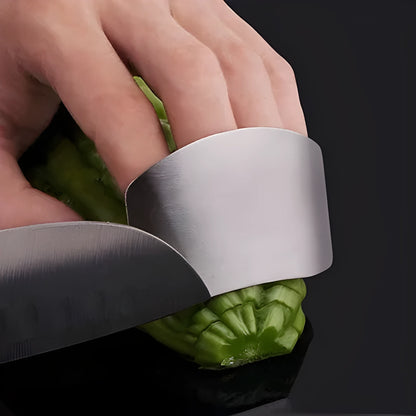 Stainless steel finger guard for vegetable cutting protection in single and double finger sizes