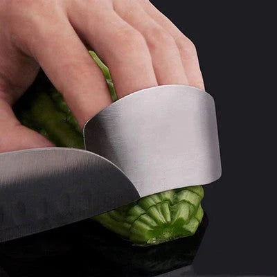 Premium stainless steel finger guard for safe and confident cooking, slicing, dicing, and chopping in the kitchen