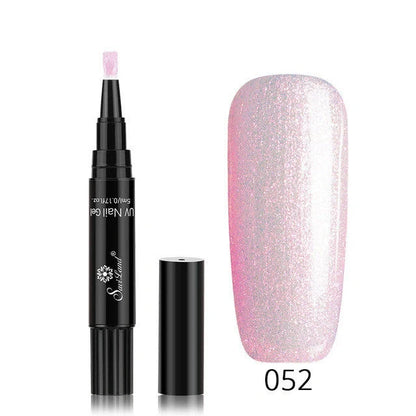 3-in-1 Gel Nail Varnish Pen with Glitter for One-Step Nail Art