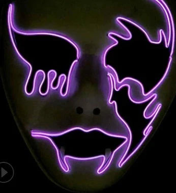 A luminous skeleton mask with an eye-catching EL wire design, perfect for Halloween costumes and decorations.