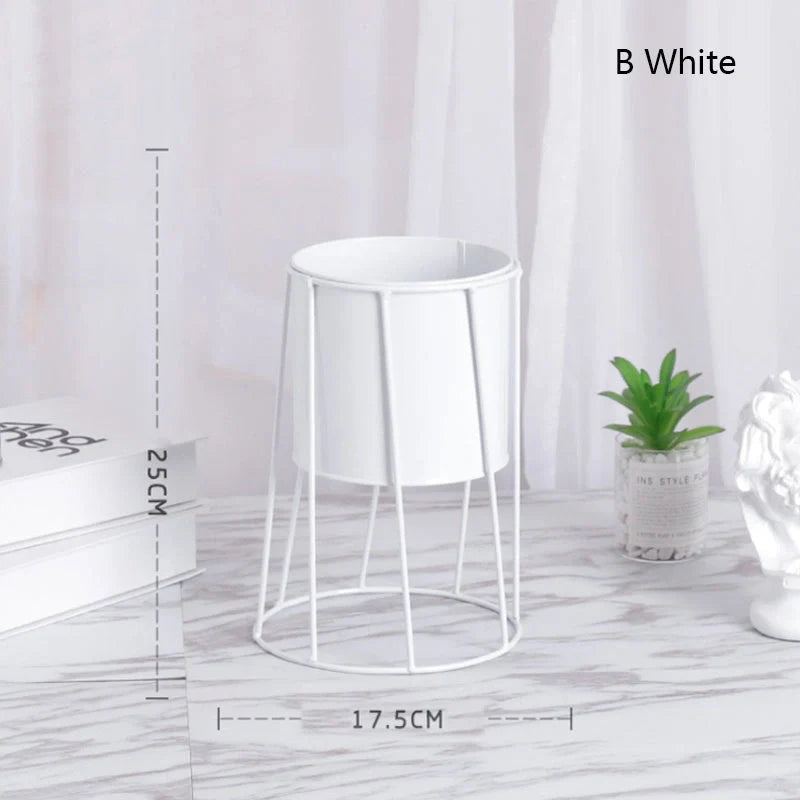 Nordic INS Simple Iron Flower Stand with detachable pot in white and black options
