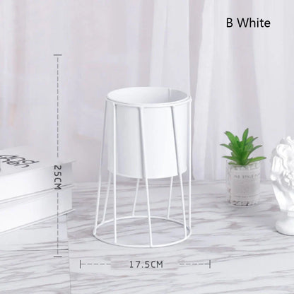 Nordic INS Simple Iron Flower Stand with detachable pot in white and black options