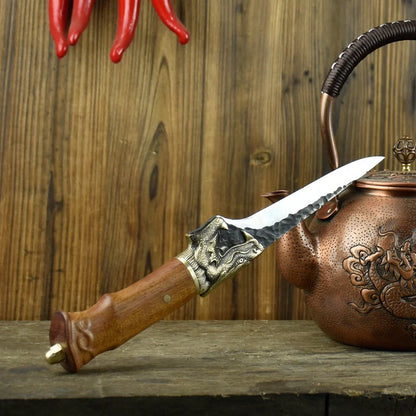 Hand forged lightweight slicing knife with rosewood handle and sharp 5Cr15Mov blade