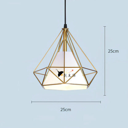 Wrought iron diamond chandelier with adjustable height and LED lighting for 10-15 square metre rooms