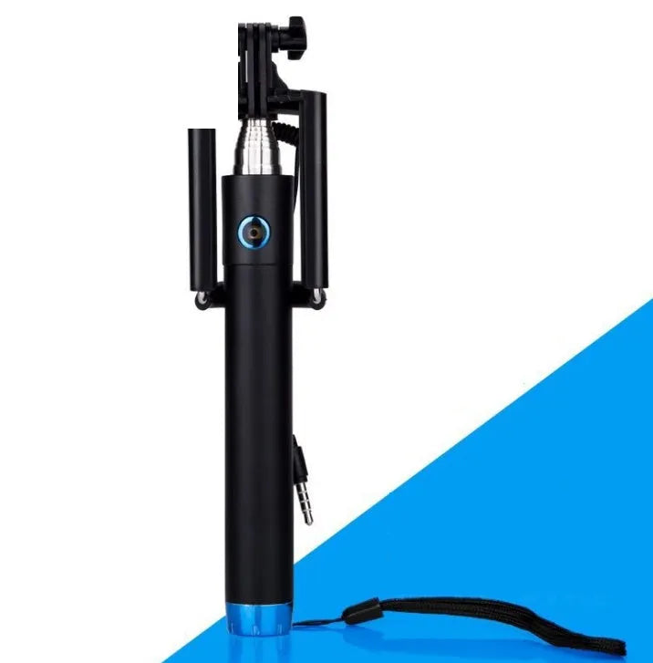 Aluminium alloy telescopic line-controlled self-timer rod in multiple colours.