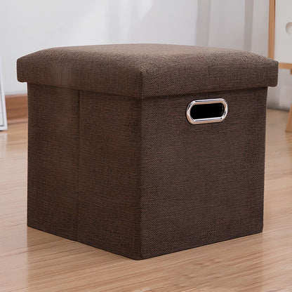 25cm cube storage stool in cotton linen fabric with hidden compartment and sponge cushioning
