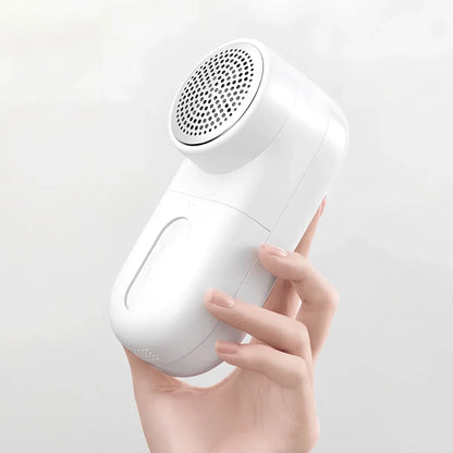 White plastic electric shaver with bulb removal function measuring 145mm length