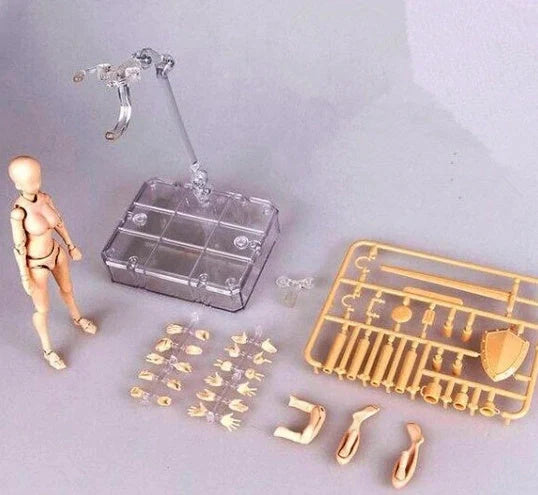 Articulated artist mannequin kits with interchangeable accessories for dynamic pose reference