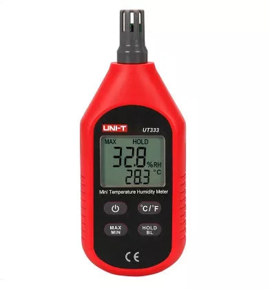 UT333 Mini Temperature and Humidity Meter with LCD display in red