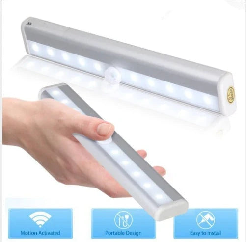 Motion-activated LED cabinet light with infrared sensor for hands-free convenience and energy-efficient illumination