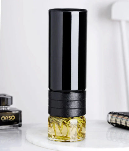 Premium insulated tumbler with digital temperature display, made of durable stainless steel, silicone, and glass materials