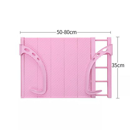 Adjustable hanging window sill drying rack in white and pink, 50x35cm
