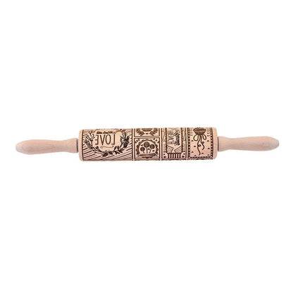 Beautifully engraved Christmas snowflake-patterned rolling pin for creating intricate designs on cookies, pastries, and soft candies