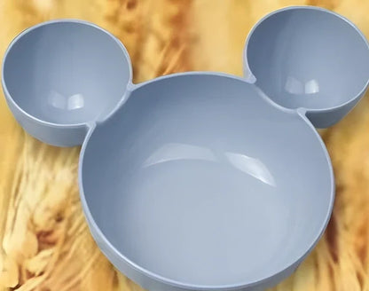 Mickey cartoon wheat straw children's bowl set with pink 21.5 cm bowl, spoon, fork, chopsticks - BPA-free biodegradable kids meal kit