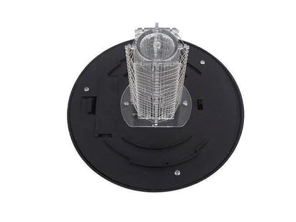 Black solar-powered outdoor insect killing lamp with white and purple LEDs for garden mosquito control.