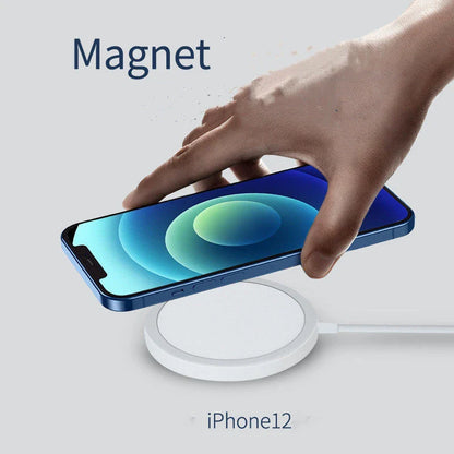 Magnetic phone stand for iPhone 12 and up, made of sleek aluminum alloy with 360-degree rotation for hands-free charging and viewing