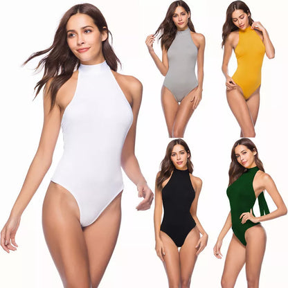 Backless strappy jumpsuit in various colors showcasing irregular design