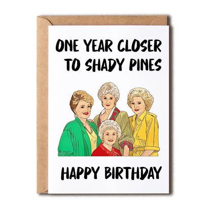 Simple modern birthday greeting card with choice of coloured envelopes: yellow, purple, pink, red, and kraft paper.
