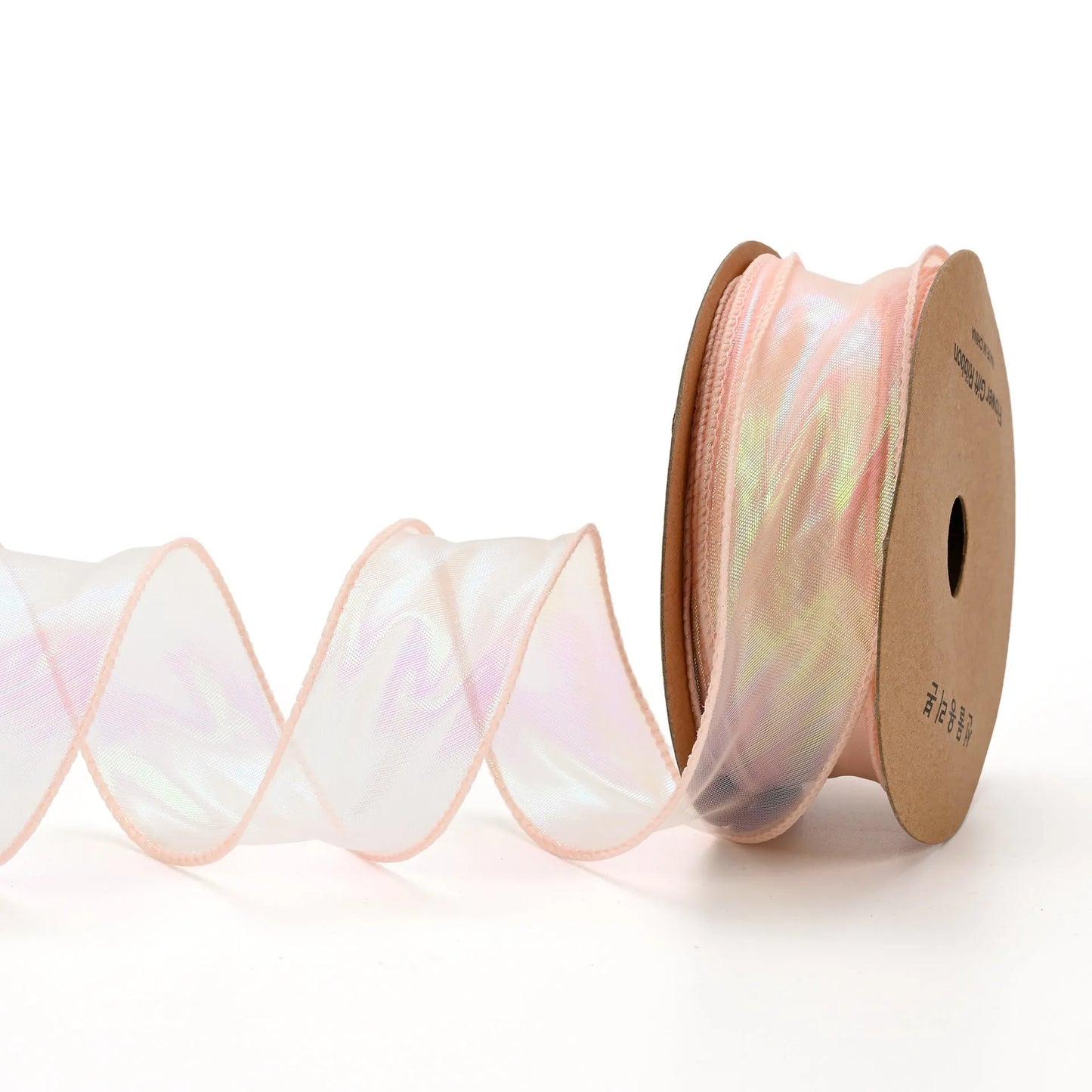 Fishtail yarn ribbon roll showing 4cm width and edge cutting detail in illusion colour options