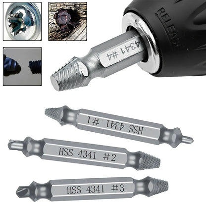 6-piece slip-tooth head screw remover set crafted from 4341 high-speed steel for removing stubborn screws