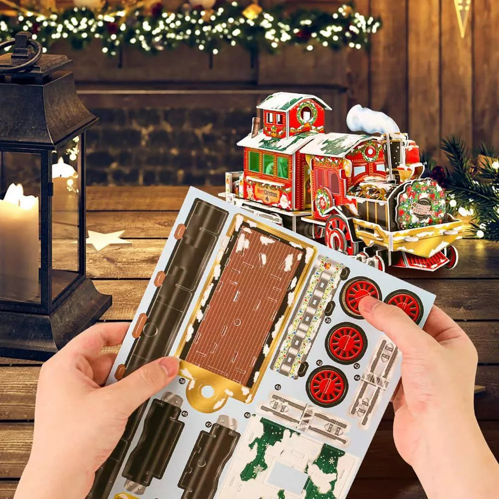3D Train DIY Puzzle for children with RGB light, safe non-toxic materials