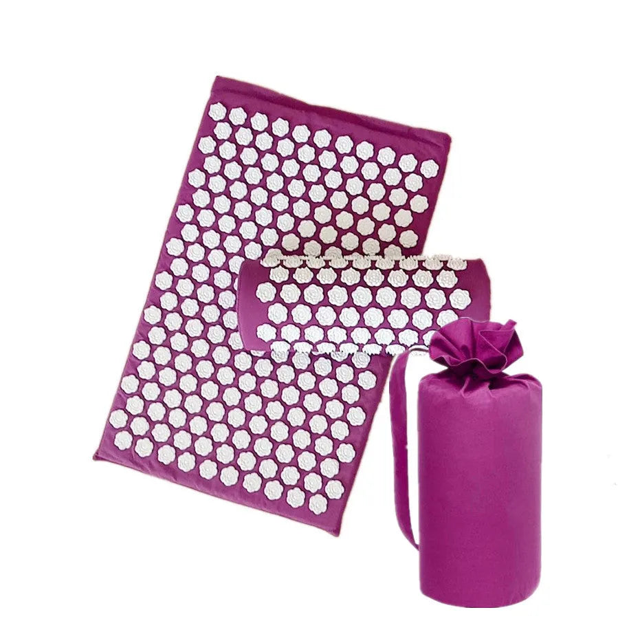 Lotus-shaped acupressure mat and pillow set in blue colour for massage therapy