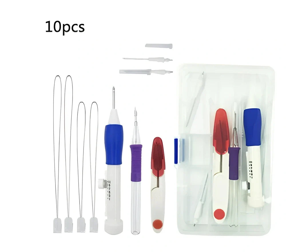 DIY embroidery set box with 50 coloured polyester threads on bobbins, 250g total weight, including butterfly pattern model 177