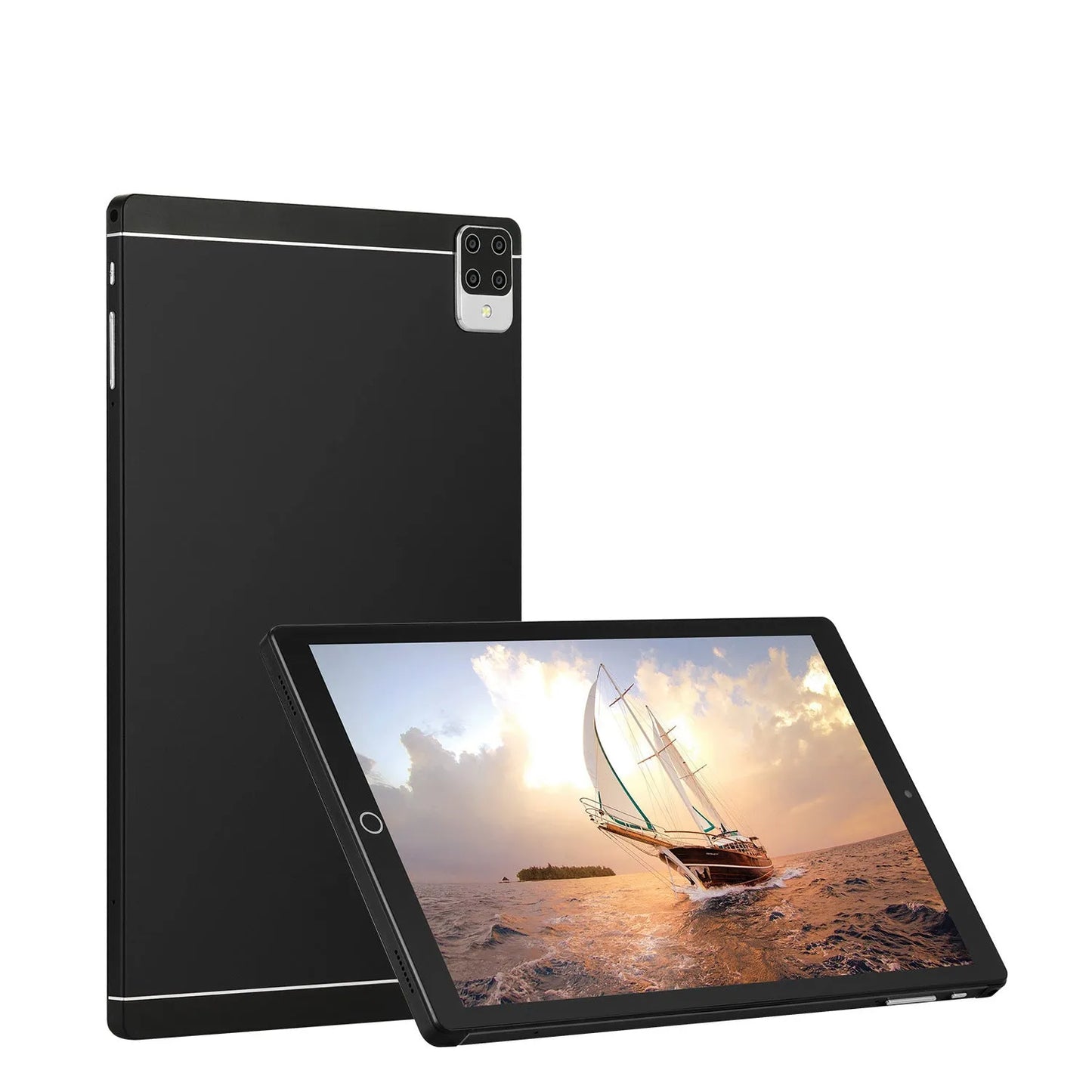 Android 15 tablet with 11.6-inch IPS screen shown in black, blue, green, and orange colour options.