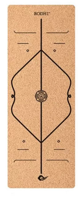 Cork and TPE yoga mat with asana guide lines, 183cm x 65cm x 6mm