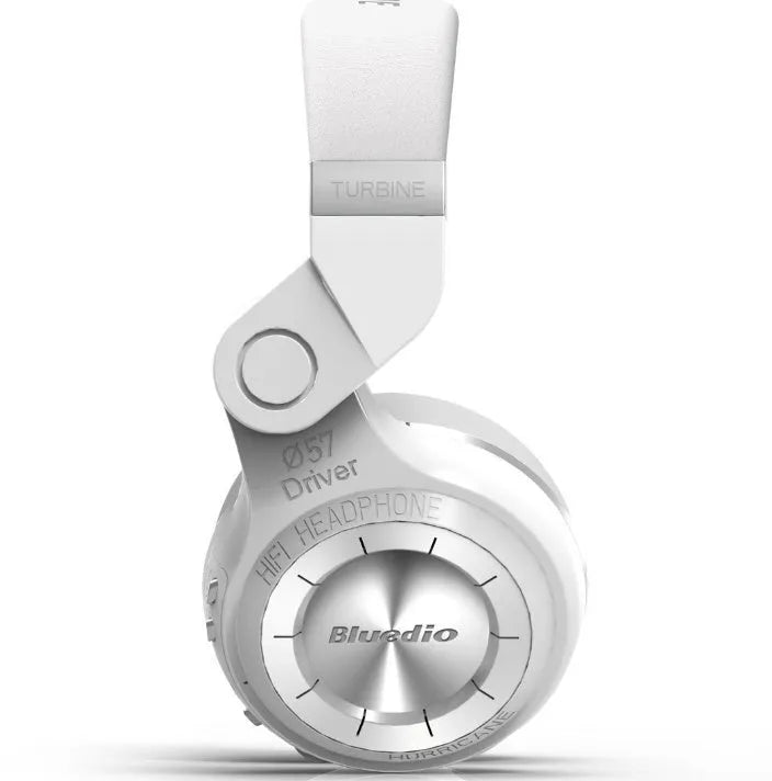 Blue String T2 Smart Edition 4.1 Bluetooth Headset with Wired Stereo Option, Featuring Φ57mm 16Ω Large Drive Unit and Turbine Cavity Technology for Enhanced Bass Response, Available in Black or White with Metal Folding Design